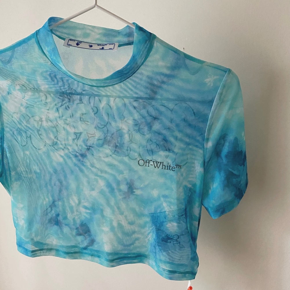 Off-White Tie Dye Mesh Crop Top
